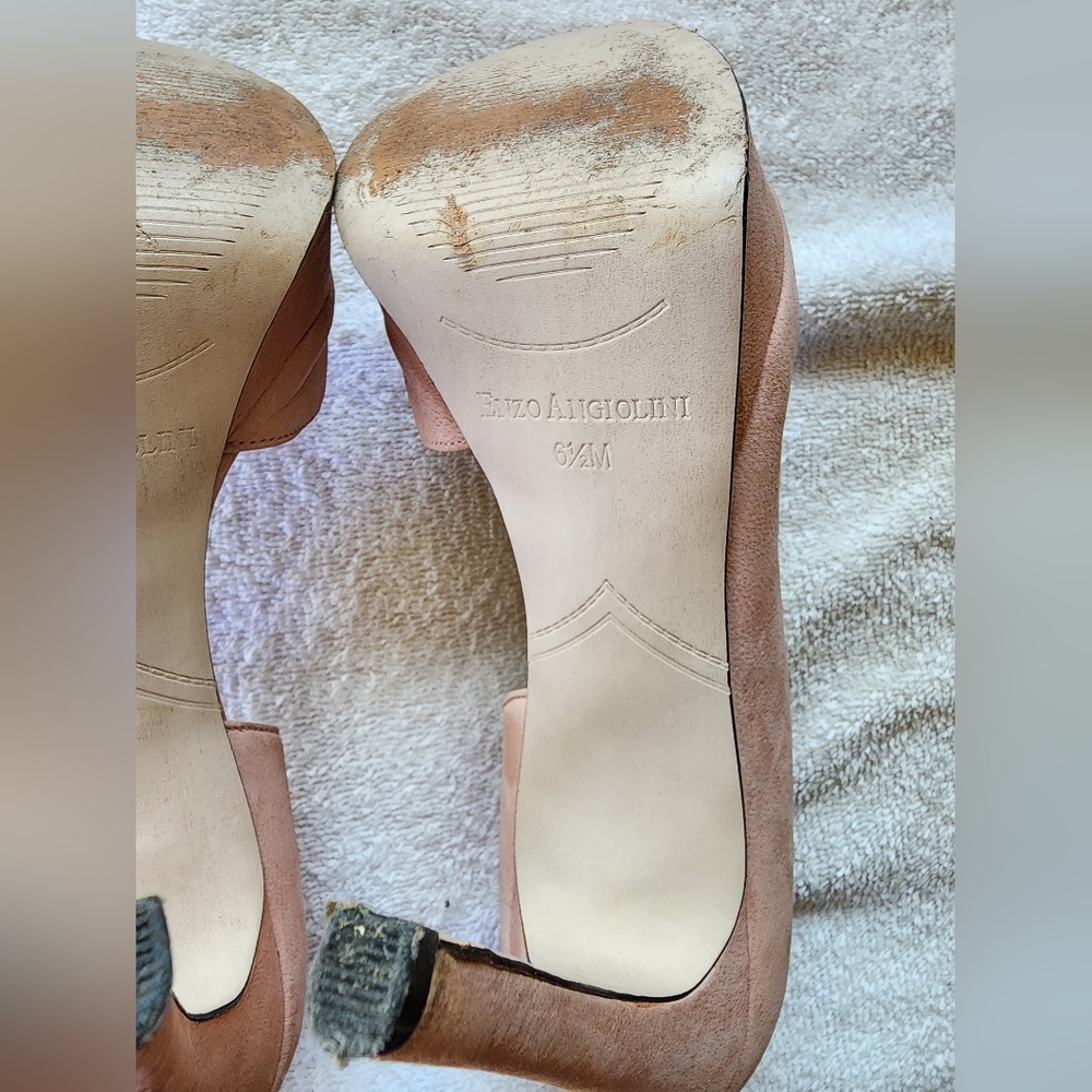 Enzo Angiolini Women's Slingback Light Pink Peep Toe Pumps, Size 6 1/2, Used - Picture 3 of 9